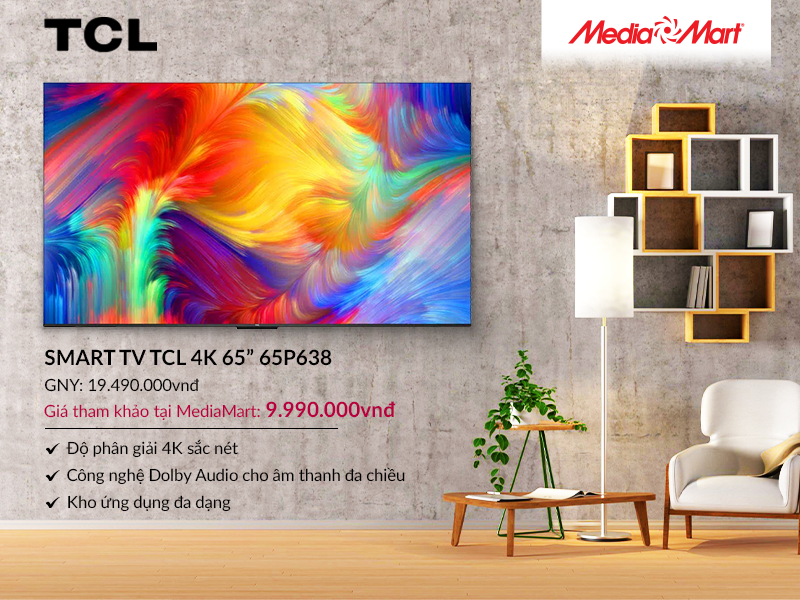 Smart Tivi TCL 4K 65P638 65 inch Google TV