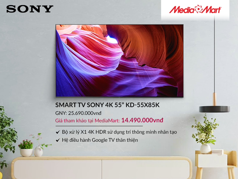 Smart Tivi 4K Sony KD-55X85K 55 inch Google TV